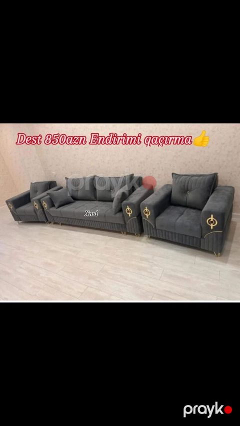 3-lü mebel dəsti – 850 AZN endirimli Tərkib: - 1 ədəd üçlü divan - 2 — Bakı