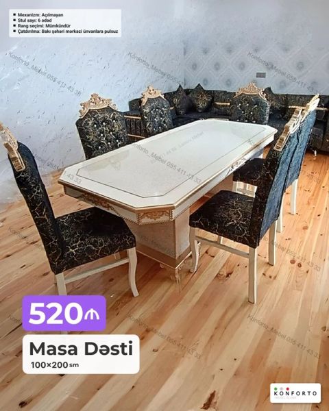 Məhsul: Masa Dəsti Ölçü: 100×200 sm Mexanizm: Açılmayan — Bakı
