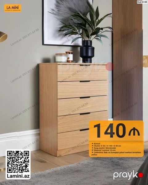 Komod – La Mini (Kod: 6144) - Ölçülər: Dərinlik 40 sm Hündürlük 100 — Bakı