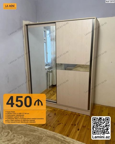 Kupe dolab - Ölçülər: D 60 x H 200 x E 160 sm - Material: 18 mm — Bakı