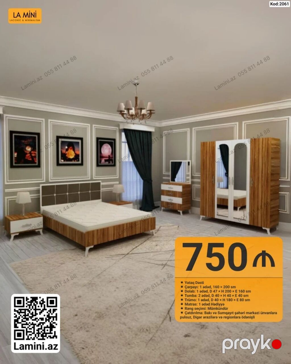 LA Mını – Yataq Dəstləri Kod: 2063 – Qiymət: 750 Tərkib və ölçülər — Yataq otağı mobilya dəstləri, Bakı (7)
