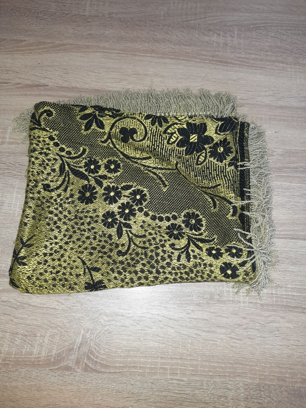 Qızılı-qaranlıq naxışlı şal/örtü - Material: sıx toxunma, ipəkabənzər — Örtüklər və çarşavlar, Bakı (2)