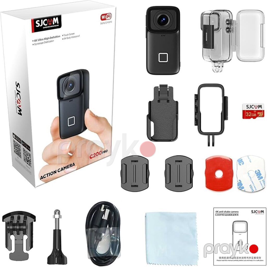 Sjcam C200 Pro Action Camera – 4K Ultra HD, Wi‑Fi, Gyro Stabilizasiya — Video kamera, Bakı