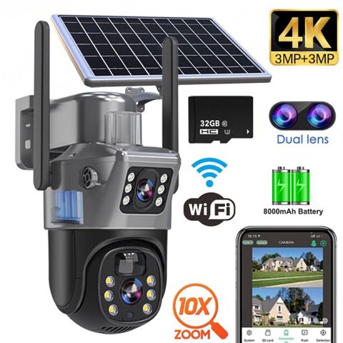 4G tam simsiz solar PTZ360° 2 kamera 12MP/4K — Bakı