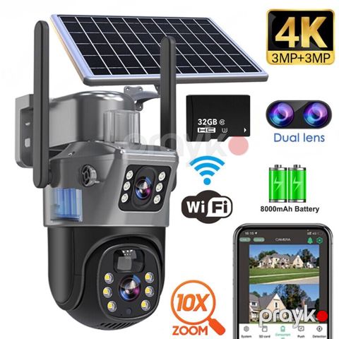 4G tam simsiz solar PTZ360° 2 kamera 12MP/4K — Bakı