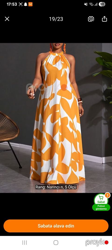 Qadın maxi donu - Model: halter tipli, boğazdan bağlanan kəsim — Bakı