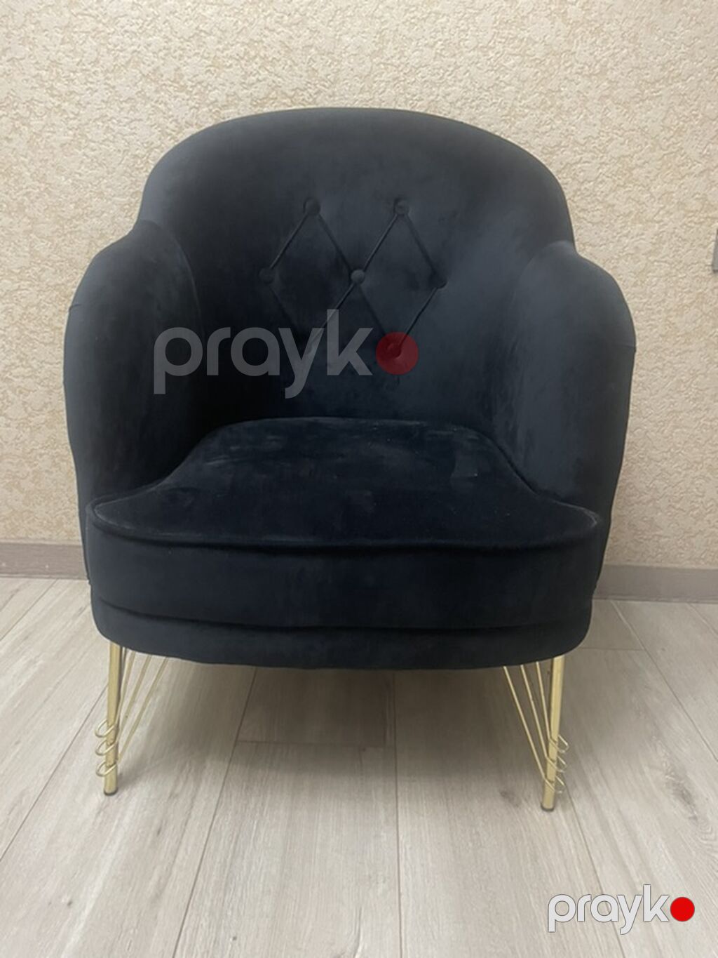 Qara velvet/parça kreslo - Rəng: dərin qara - Material: yumşaq velvet — Kreslolar, Bakı