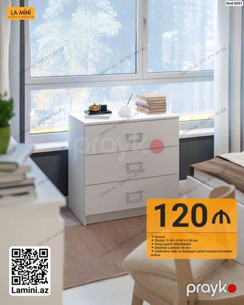 Komod – La Mini, Kod: 6051 - Ölçülər: D 40 H 90 E 90 sm - Rəng — Bakı