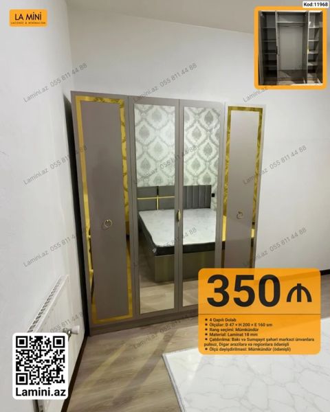 Məhsul: 4 qapılı şkaf (Kod: 11968) - Ölçü: Dərinlik 47 sm Hündürlük — Bakı