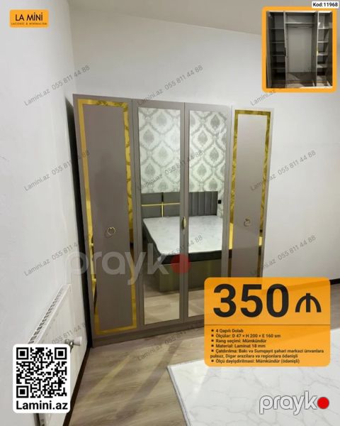 Məhsul: 4 qapılı şkaf (Kod: 11968) - Ölçü: Dərinlik 47 sm Hündürlük — Bakı