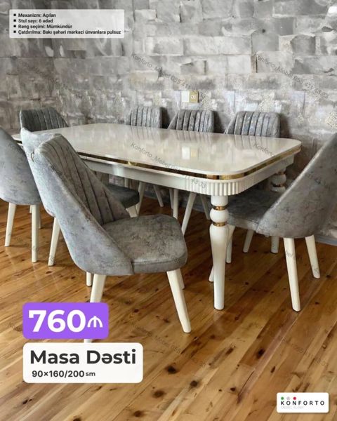 Masa Dəsti – 90×160/200 sm - Açıla bilən mexanizmli masa: kompakt — Bakı