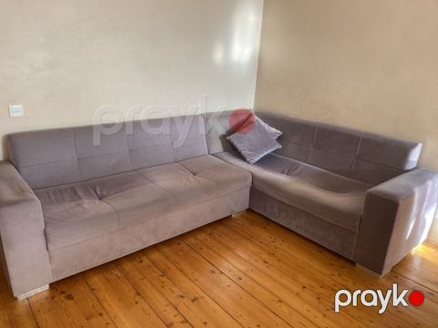 Künc divan dəsti – L formasında, parça üzlü - Rəng: açıq boz — Bakı