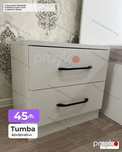 Məhsul: İki çekmecəli tumbə Ölçü: 40 50 40 sm Material: 18 mm — Bakı