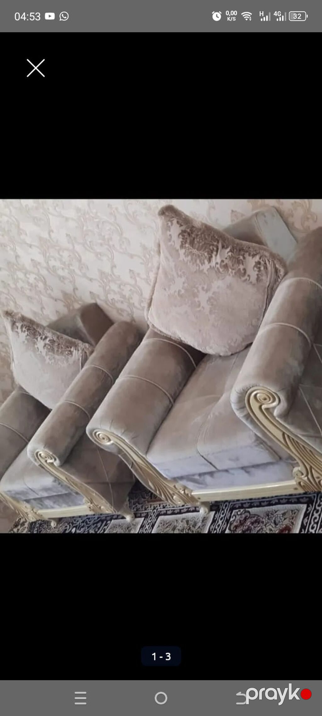 Klassik üslubda yumşaq mebel dəsti - 1 ədəd üçlü divan və 2 ədəd — Yumşaq mobilya dəstləri, Bakı