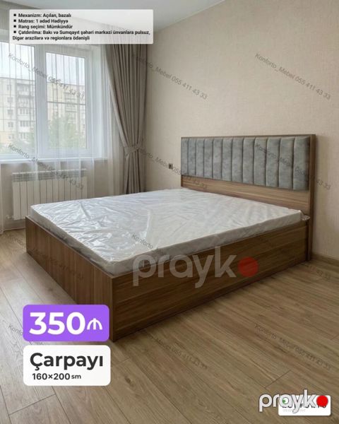 Çarpayı – 160×200 sm - Qiymət: 350 (şəkildə göstərilib) - Mexanizm — Bakı