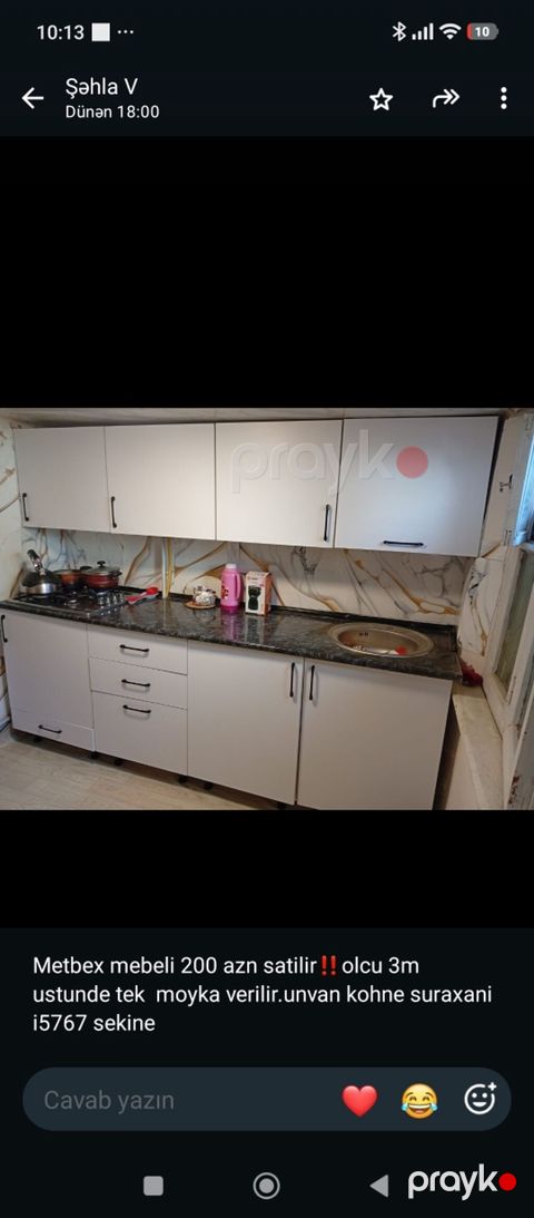 077 613 12 74Mətbəx mebeli satılır - Ölçü: 3 metr - Üst hissə: 4 — Bakı