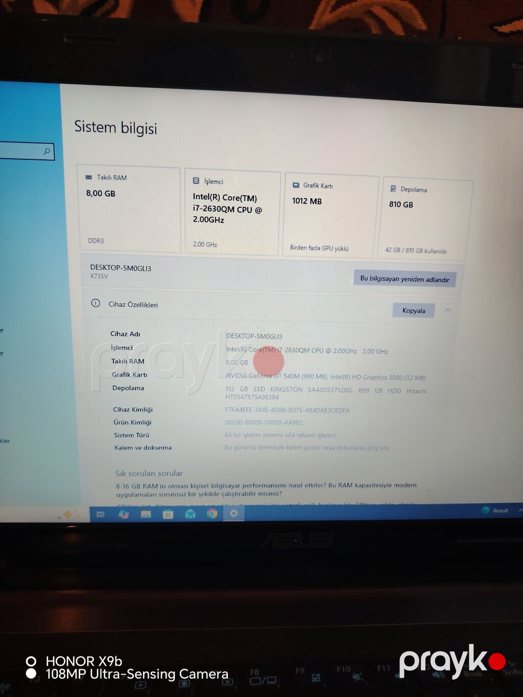 ASUS noutbuk Xüsusiyyətlər: - Ekran: 15.6" (parlaq panel) - Əməliyyat — Asus, Mingəçevir (5)