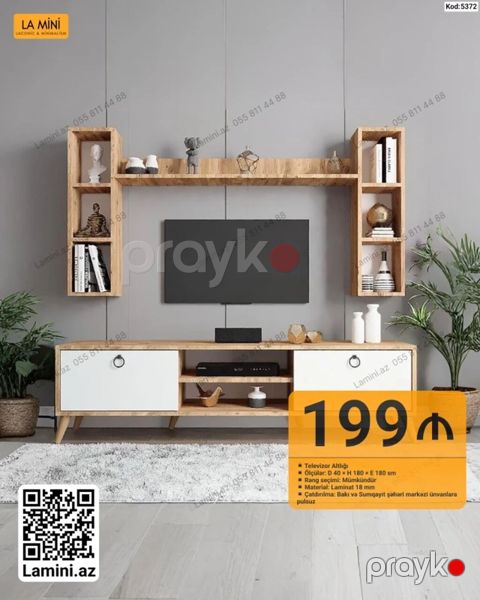 TV stendi və asma rəf dəsti - Model kodu: 5372 - Ölçülər: D 40 H — Bakı