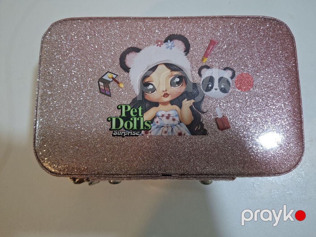Qızlar üçün qlitterli original kosmetik/aksesuar çantası – Pet Dolls — Makiyaj, Digah (2)