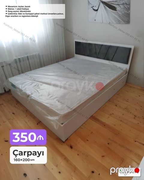 Çarpayı – 160×200 sm – Açılan, bazalı mexanizm: alt hissə geniş — Bakı