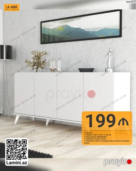 Minimalist üslubda komod - Model: Kod 3679 - Ölçülər: Dərinlik 40 sm — Bakı