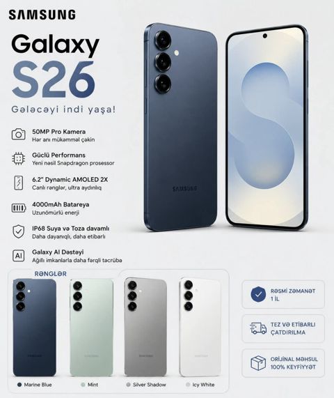 Samsung Galaxy S26 Sky Blue 256GB/12GB — Bakı