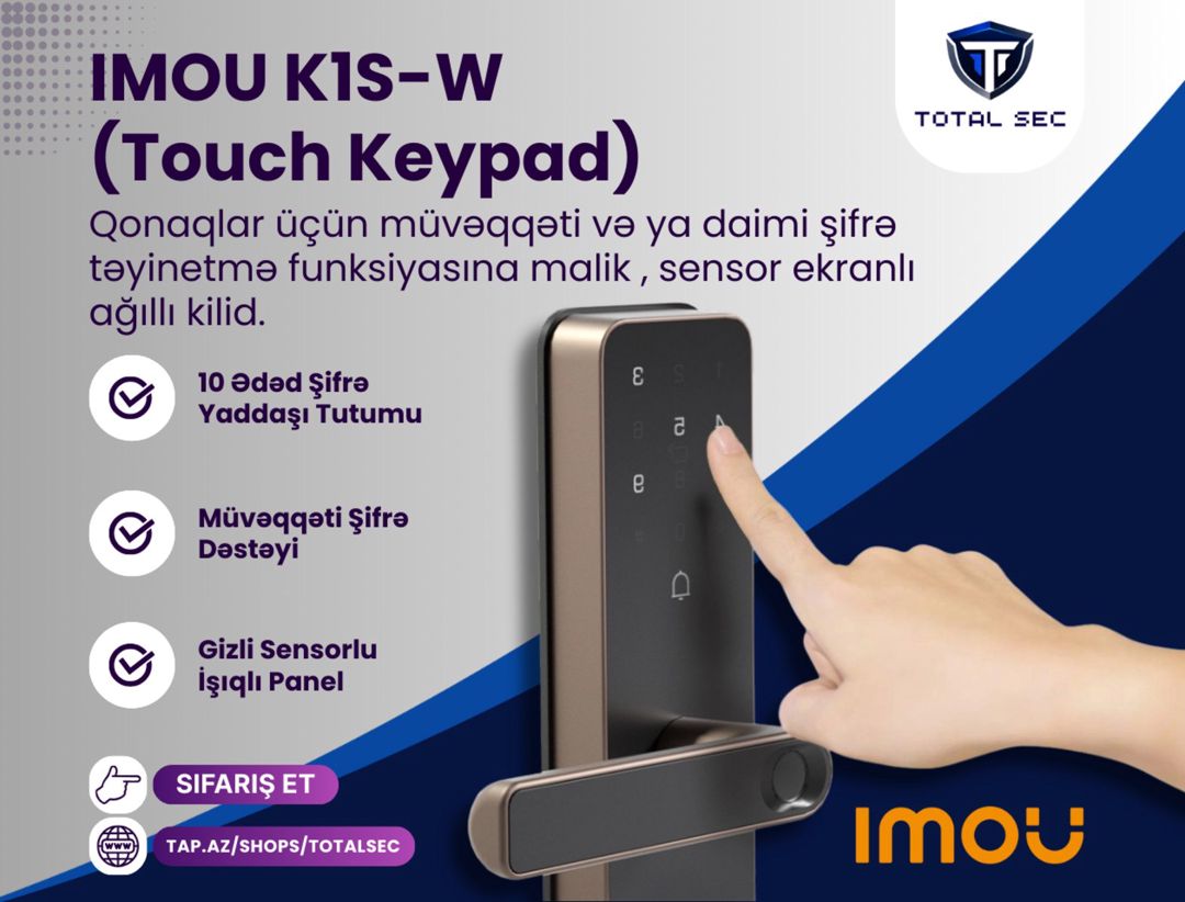 İmou ağıllı kilid - K1S-W — Ağıllı ev və təhlükəsizlik, Bakı (3)