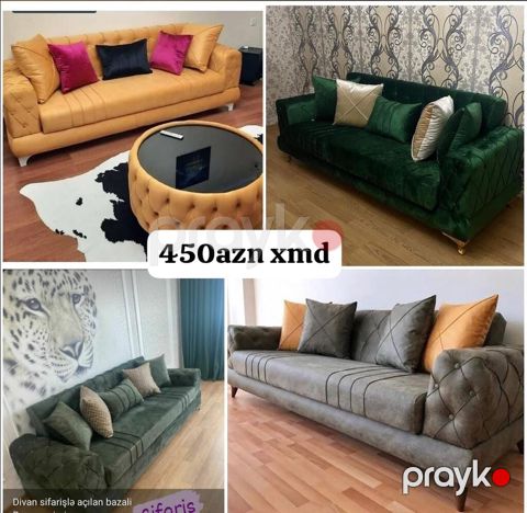 Divan, Vеlur parça, Bazalı, Açılan — Bakı