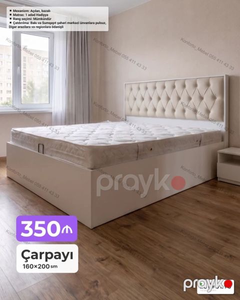 Məhsul: Çarpayı (160×200 sm) - Qiymət: 350 - Ölçü: 160×200 sm — Bakı