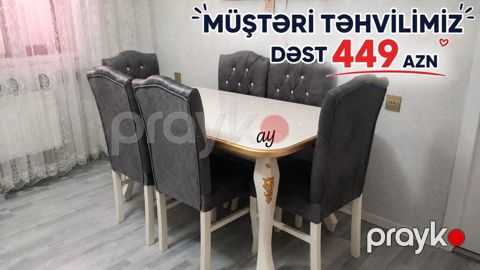 Mətbəx/qonaq otağı üçün stol-stul dəsti - Komplekt: 1 ədəd düzbucaqlı — Bakı