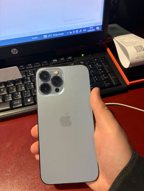 IPhone 13 Pro Max, 128 GB, Blue Titanium, Barmaq izi, Simsiz şarj, Face ID — Bakı