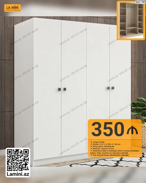 La Mini 4 qapılı dolab - Kod: 1780 - Ölçü: Dərinlik 47 sm Hündürlük — Bakı