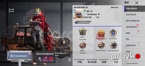 Pubg Mobile hesabı – “turanchessw” (UID: 51048738803) Xüsusiyyətlər — Masazır