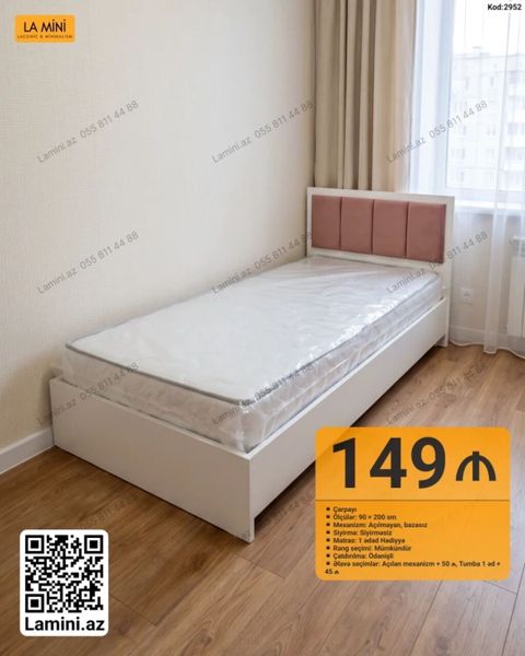 LA Mını tək nəfərlik çarpayı - Ölçü: 90 200 sm - Mexanizm — Bakı