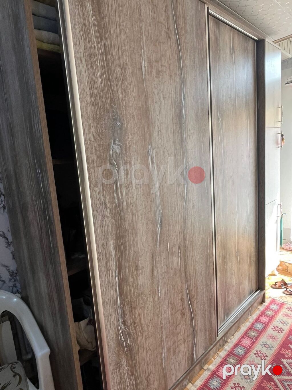 Geniş sürgülü qapılı paltar dolabı - Material: ağac teksturalı — Şkaflar, Bakı (2)