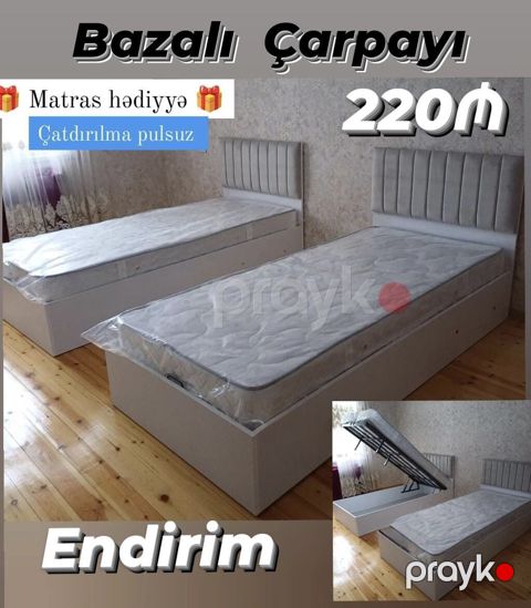Bazalı çarpayı – endirimli təklif - Ölçü: tək nəfərlik model - Rəng — Bakı