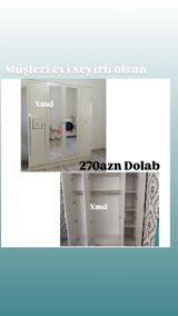 Üç qapılı paltar dolabı – 270 AZN - Rəng: krem/ağ tonlarda - Ön — Ürünler