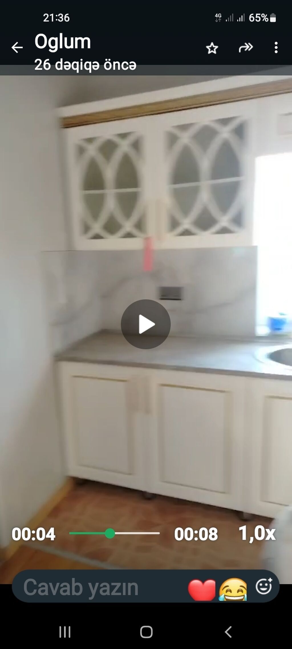 Klassik üslubda mətbəx mebeli dəsti - Rəng: ağ-krem korpus, qızılı — Mətbəx mobilyası, Bakı (3)