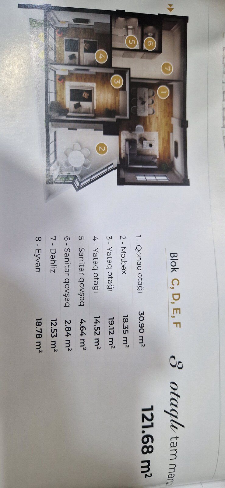 Satılır 3 otaqlı yeni tikili 121.6 m² — Mənzil, Bakı (2)