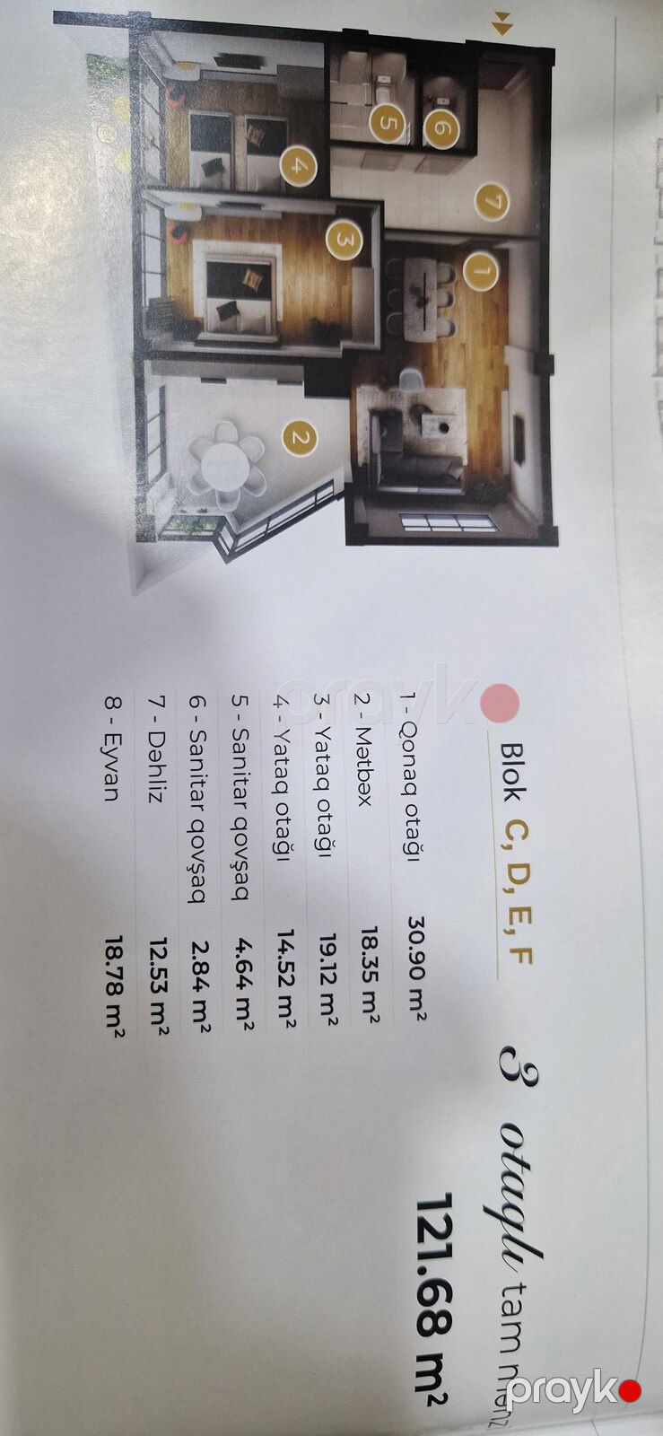 Satılır 3 otaqlı yeni tikili 121.6 m² — Mənzil, Bakı (2)