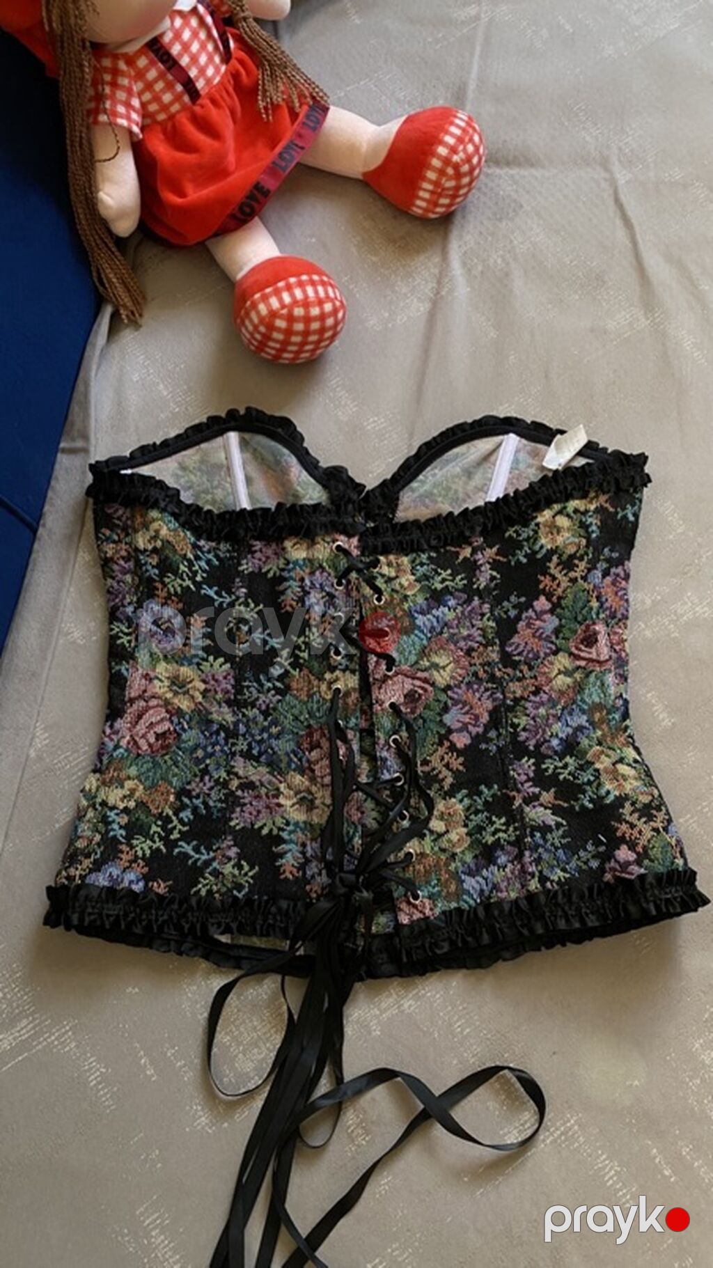 Təsviri: - Qobelen üslublu güllü naxışlı büstqalter-korset (strapless — Sütyən, Bakı (6)