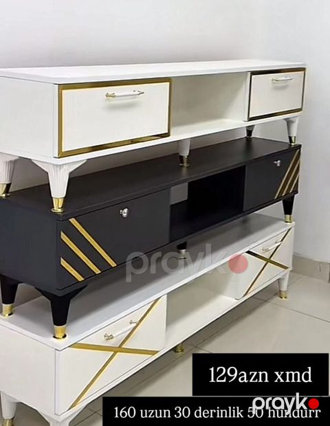 TV stendi - Ölçülər: uzunluq 160 sm, dərinlik 30 sm, hündürlük 50 sm — Bakı