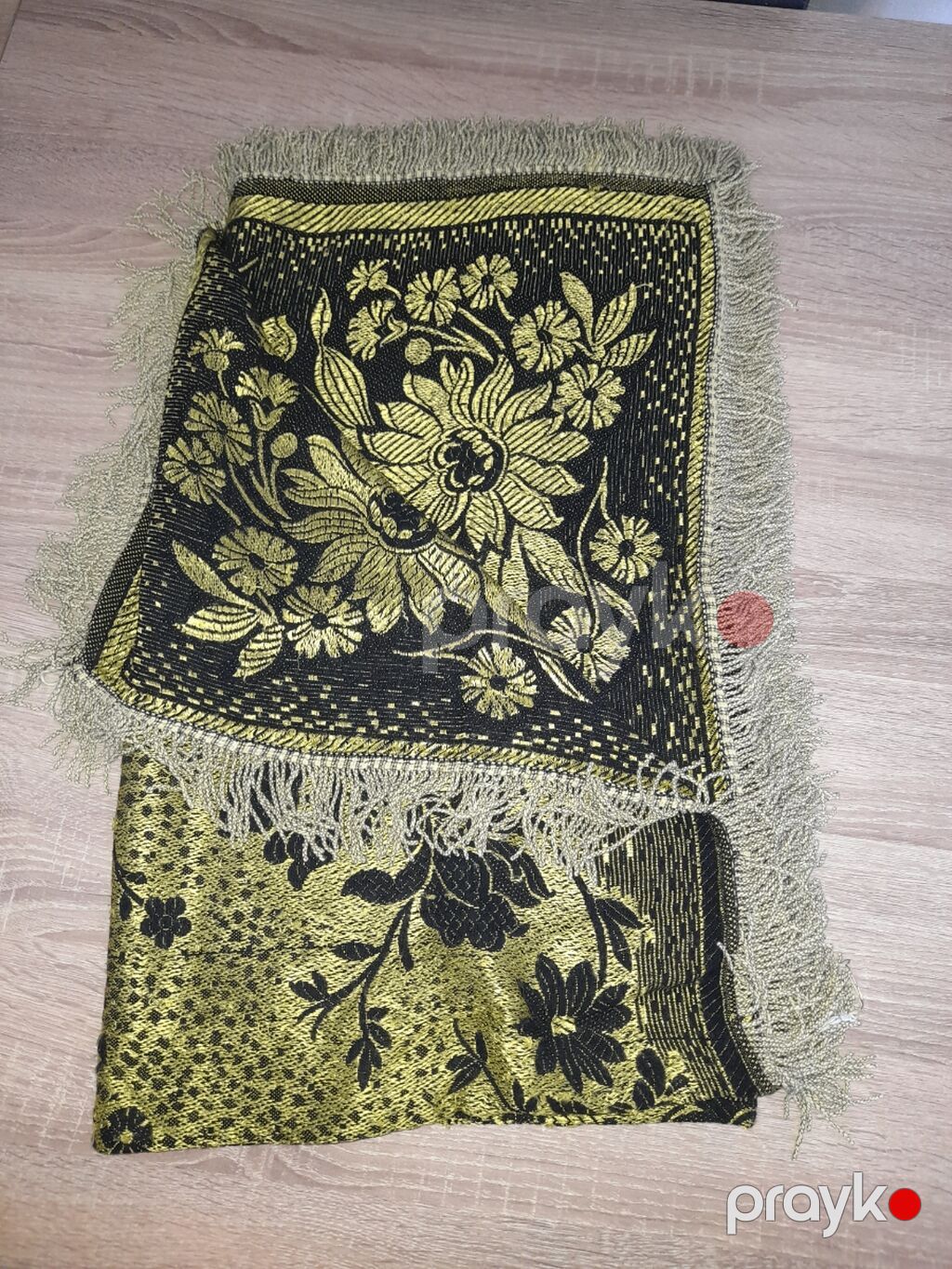 Qızılı-qaranlıq naxışlı şal/örtük - Material: sıx toxunuşlu parça — Xicab və nikab, Bakı (3)