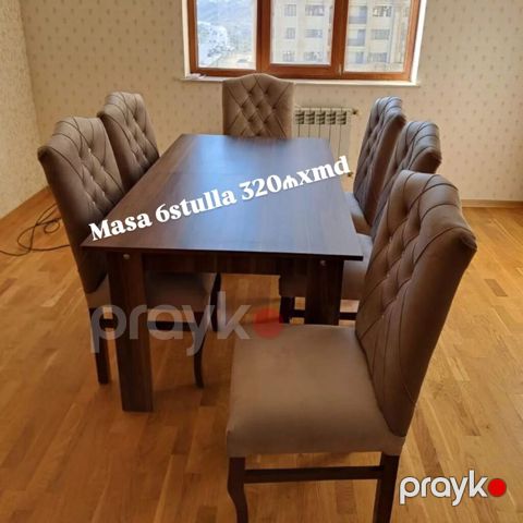 Yemək otağı dəsti – masa + 6 ədəd stul - Komplekt: 1 masa, 6 stul — Bakı