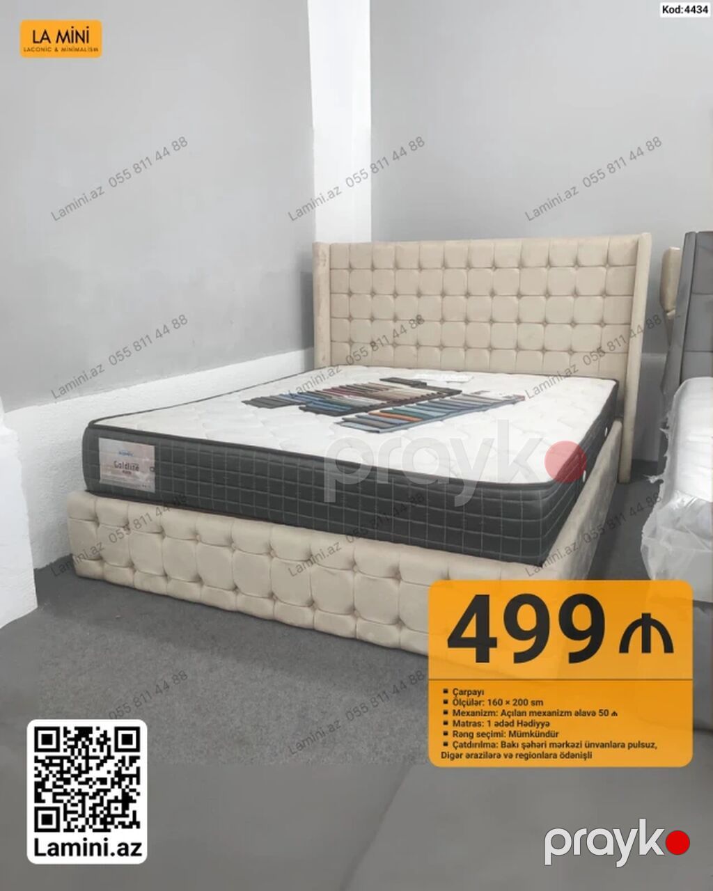 Çarpayı – La Mini - Ölçü: 160 200 sm - Mexanizm: Açıla bilən alt — Yataqlar, Bakı (2)