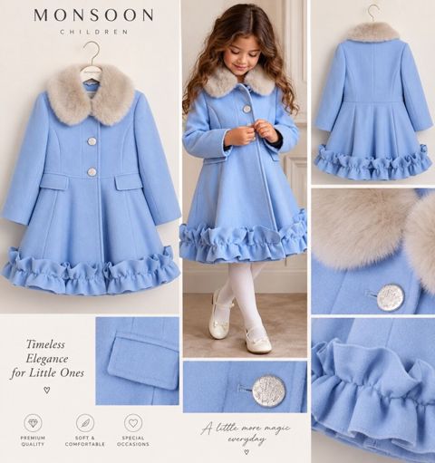 Monsoon Children qız uşaqları üçün zərif palto 4-5 yaş - Rəng: açıq — Bakı