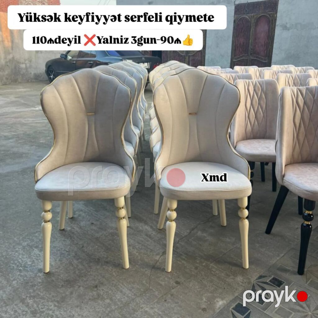 Yemək otağı üçün zərif dizaynlı yumşaq stullar - Model: yüksək — Stullar, Bakı (8)