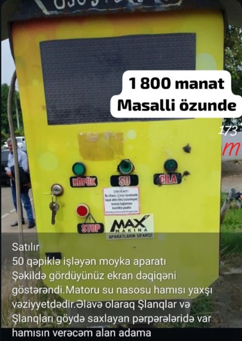 Məhsul: Avtomat özünəxidmət moyka aparatı (MAX Makina) Təsvir: - 50 — Masallı