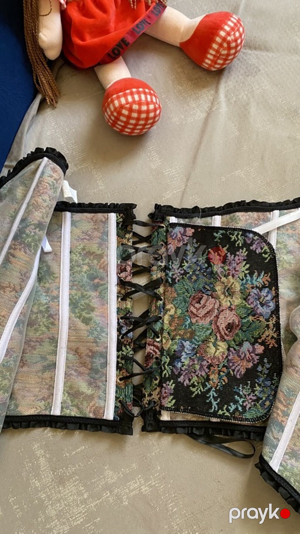 Təsviri: - Qobelen üslublu güllü naxışlı büstqalter-korset (strapless — Sütyən, Bakı (4)