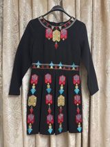 Qara rəngli nakışlı Dolce Gabbana don - Rəng: dərin qara - Üst hissə — Ziyafət donları